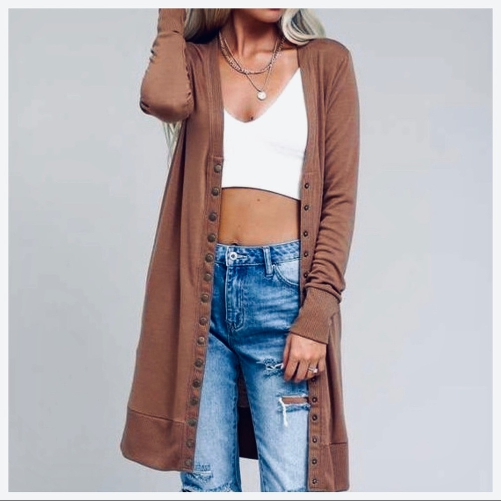 ✨LAST ONE✨LongLine Mocha Best sweater cardigan - Picture 1 of 3